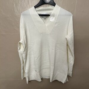 Linea Large Ivory V Neck Pull Over Sweater